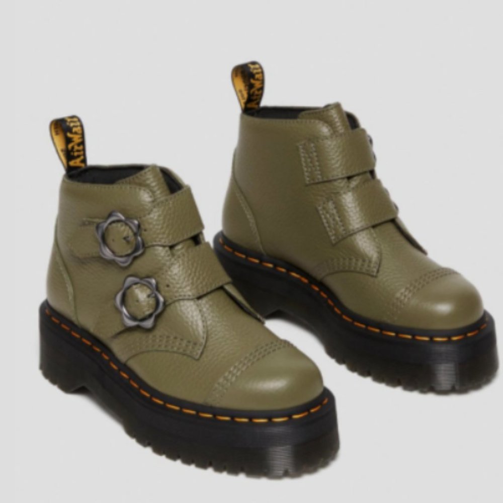 Dr Martens DEVON FLOWER BUCKLE PLATFORM MSRP$240 in Khaki Green RARE FIND COLOR - Picture 12 of 16
